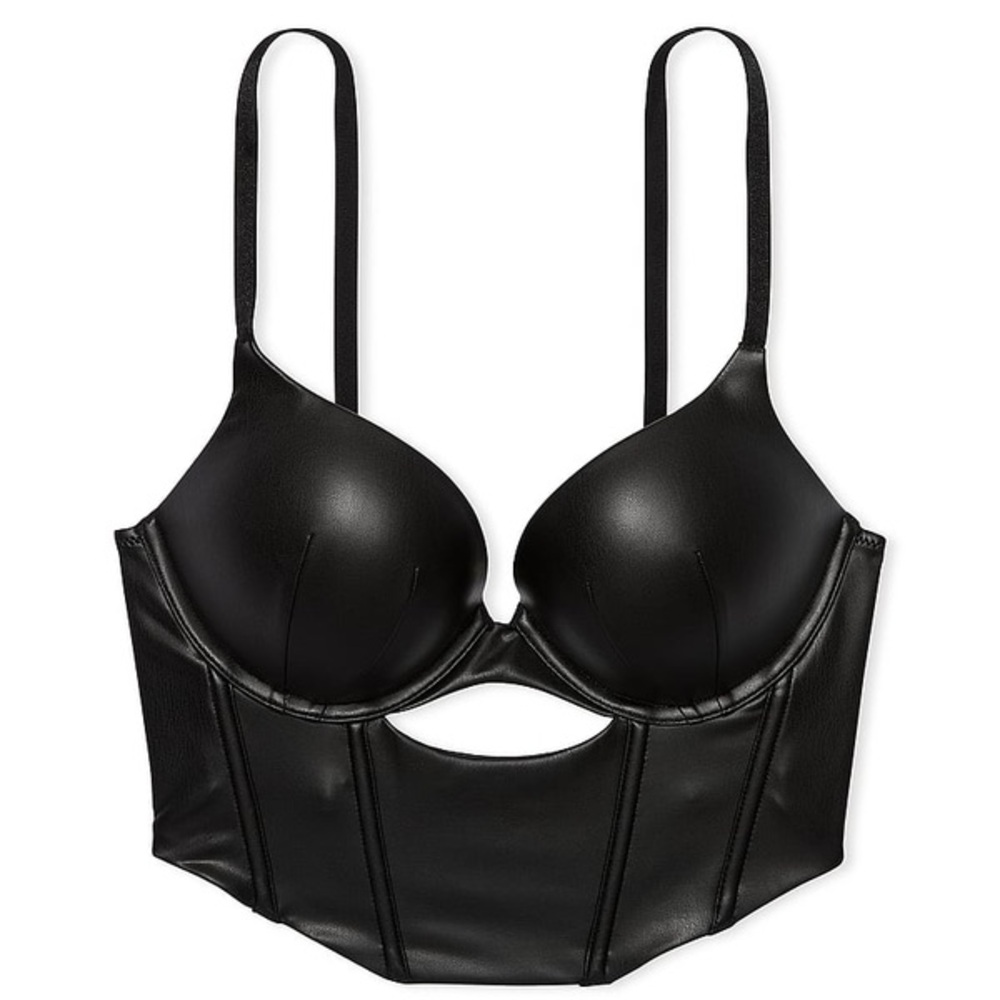 NWT Victoria’s Secret Bombshell Add2Cups Faux Leather Corset Top 34D